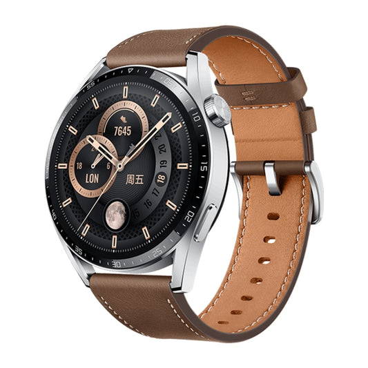 HUAWEI WATCH GT 3 Smart Watch 46mm Leather Wristband, 1.43 inch AMOLED Screen, Support Heart Rate Monitoring / GPS / 14-days Battery Life / NFC(Coffee) - Wearable Devices by Huawei | Online Shopping UK | buy2fix