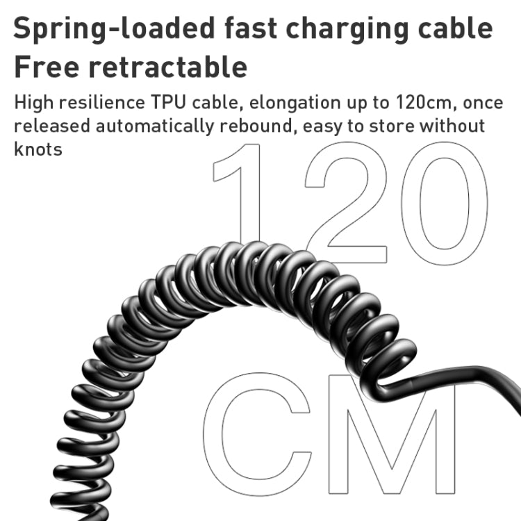 Yesido Y58 60W PD + QC3.0 Dual Port Car Fast Charger with USB-C / Type-C + 8 Pin Spring Cable - Car Charger by Yesido | Online Shopping UK | buy2fix