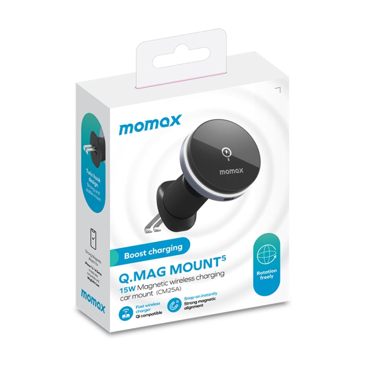 MOMAX CM25A Magnetic Wireless Charger Car Air Outlet Phone Holder - Wireless Charger Holders by MOMAX | Online Shopping UK | buy2fix