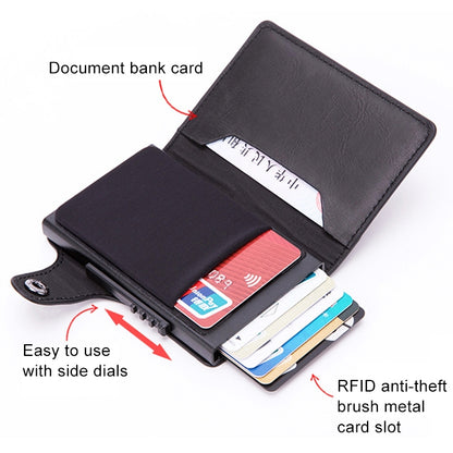 X-51 Automatically Pop-up Card Type Anti-magnetic RFID Anti-theft PU Leather Wallet with Card Slots(Apricot) - Antimagnetic RFID Package by buy2fix | Online Shopping UK | buy2fix