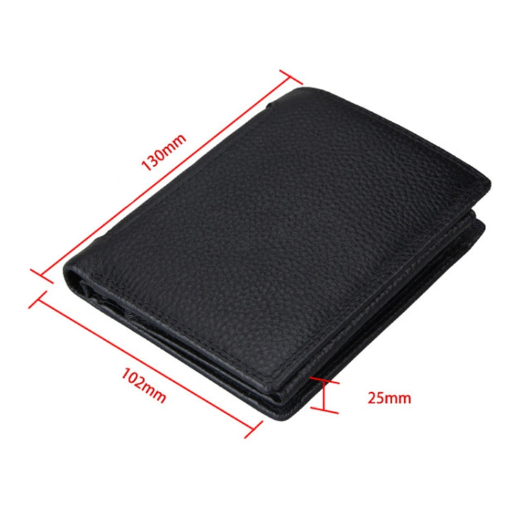 Genuine Cowhide Leather 3-folding Card Holder Wallet RFID Blocking Card Bag Protect Case for Men, Size: 13*10.2*2.5cm - Home & Garden by buy2fix | Online Shopping UK | buy2fix