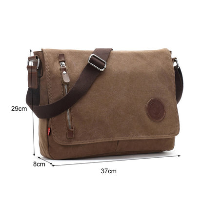 AUGUR 8501 Men Casual Canvas Shoulder Messenger Crossby Bag(Coffee) - Crossbody Bags by AUGUR | Online Shopping UK | buy2fix