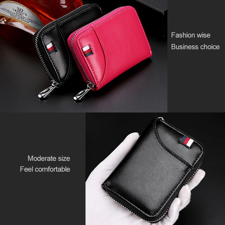 KB155 Antimagnetic RFID Zipper Leather Large-capacity Cards Holder Wallet(Rose Red) - Home & Garden by buy2fix | Online Shopping UK | buy2fix