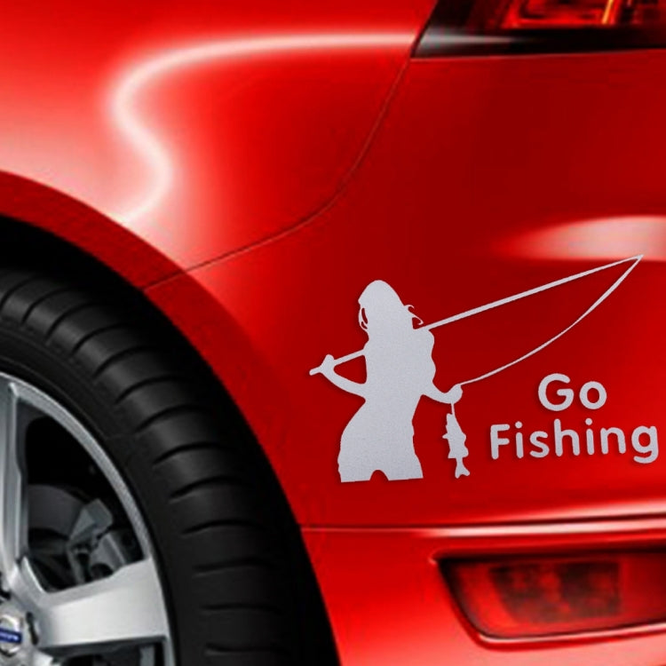 Beauty Go Fishing Styling Reflective Car Sticker, Size: 14cm x 8.5cm(Silver) - Decorative Sticker by buy2fix | Online Shopping UK | buy2fix