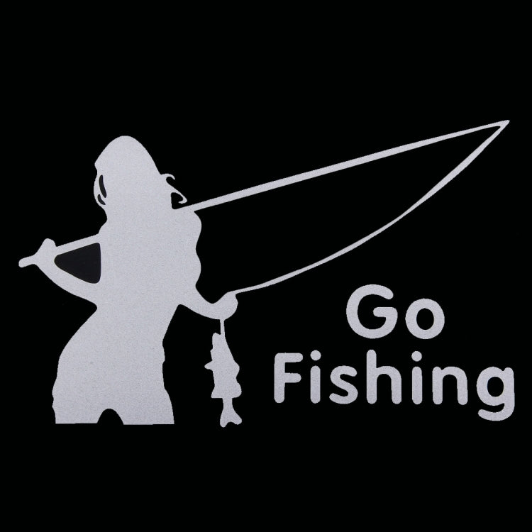 Beauty Go Fishing Styling Reflective Car Sticker, Size: 14cm x 8.5cm(Silver) - Decorative Sticker by buy2fix | Online Shopping UK | buy2fix