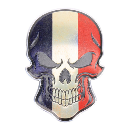 Universal Car France Flag Skull Shape Metal Decorative Sticker - 3D Metal Sticker by buy2fix | Online Shopping UK | buy2fix