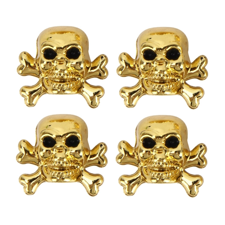 4 PCS Universal Skull Shape Gas Cap Mouthpiece Cover Gas Cap Tire Cap Car Motor Bicycle Tire Valve Caps(Gold) - In Car by buy2fix | Online Shopping UK | buy2fix