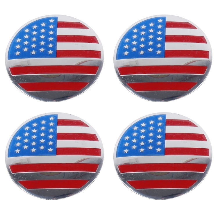 4 PCS USA Flag Metal Car Sticker Wheel Hub Caps Centre Cover Decoration - 3D Metal Sticker by buy2fix | Online Shopping UK | buy2fix