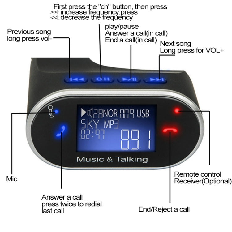 630C Chicken Leg Shape Car Stereo Radio MP3 Audio Player, Bluetooth Hands-free Car Kit FM Transmitter - Car MP3 & MP4 & MP5 by buy2fix | Online Shopping UK | buy2fix