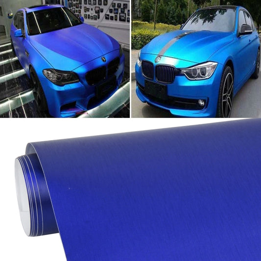 1.52 * 0.5m Waterproof PVC Wire Drawing Brushed Chrome Vinyl Wrap Car Sticker Automobile Ice Film Stickers Car Styling Matte Brushed Car Wrap Vinyl Film (Dark Blue) - Auto Film by buy2fix | Online Shopping UK | buy2fix