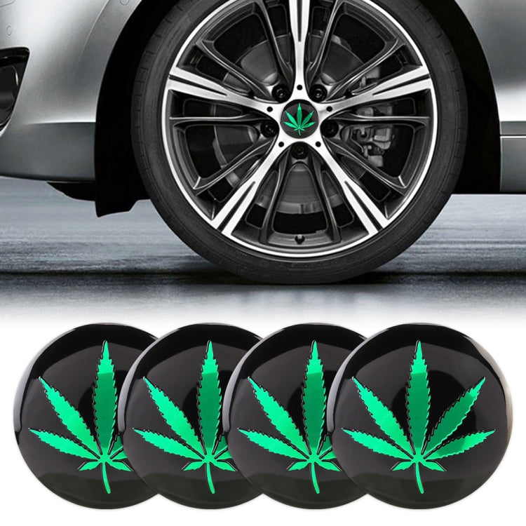 4 PCS Car-Styling Green Leaves Pattern Metal Wheel Hub Decorative Sticker, Diameter: 5.8cm - Decorative Sticker by buy2fix | Online Shopping UK | buy2fix