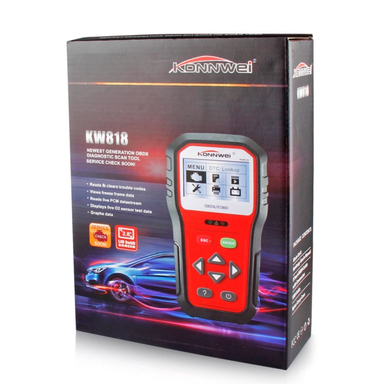 KONNWEI KW818 EOBD / OBDII Car Auto Diagnostic Scan Tools CAN Code Reader Scanner (Only for 12V Gasoline Car) - In Car by KONNWEI | Online Shopping UK | buy2fix