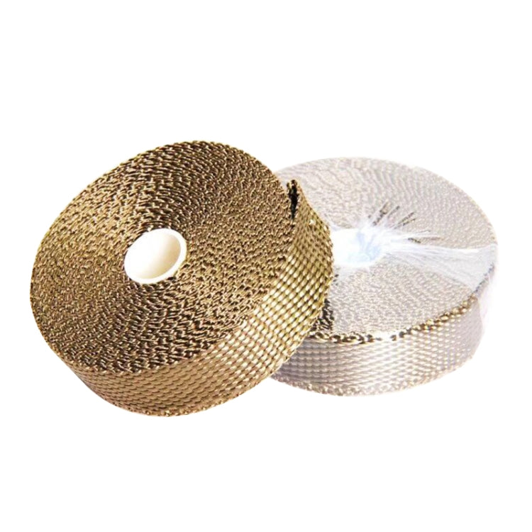 15m Titanium Gold Exhaust Wrap Auto Motor Exhaust Heat Shield Wrap Heat Resistant Wrap - In Car by buy2fix | Online Shopping UK | buy2fix