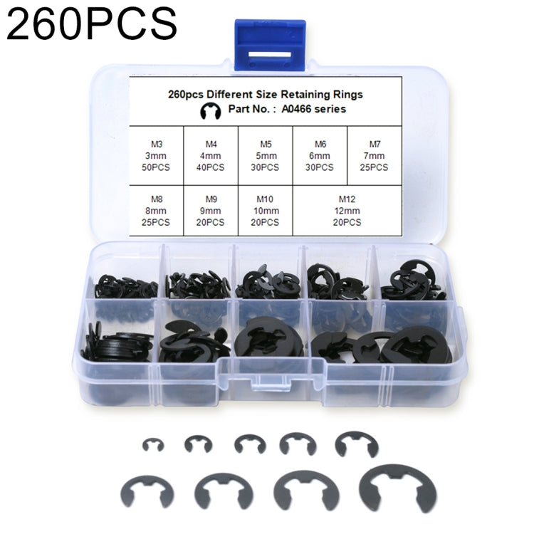 260 PCS Car E Shape Circlip Snap Ring Assortment Retaining Rings - In Car by buy2fix | Online Shopping UK | buy2fix