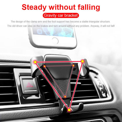 Litchi Texture Gravity Car Mount Phone Holder (Black) - Car Holders by buy2fix | Online Shopping UK | buy2fix