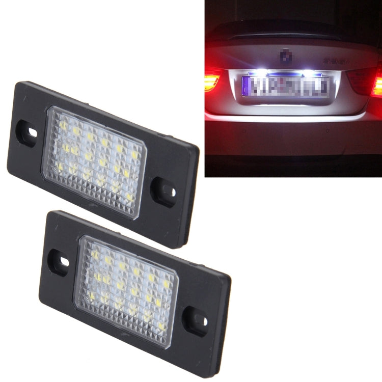 2 PCS License Plate Light with 18  SMD-3528 Lamps for Volkswagen Touareg 2003-2010  ,Prosche  Cayenne 2002-2010,2W 120LM, DC12V (White Light) - License Plate Lights by buy2fix | Online Shopping UK | buy2fix