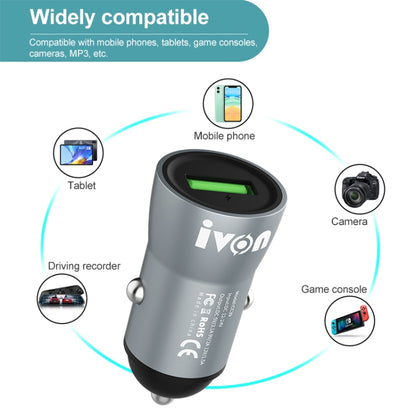 IVON CC39 18W 3.1A QC 3.0 USB Car Charger + 1m USB to Micro USB Fast Charge Data Cable Set - Car Charger by IVON | Online Shopping UK | buy2fix