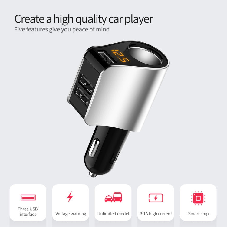Car Multi-functional Three USB Charger Adapter 3 in 1 Fast Charger - In Car by buy2fix | Online Shopping UK | buy2fix