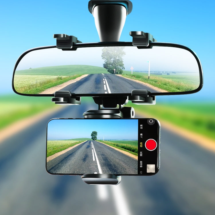 Car Rearview Mirror Mobile Phone Bracket Navigation Recorder Rotating Holder - In Car by buy2fix | Online Shopping UK | buy2fix