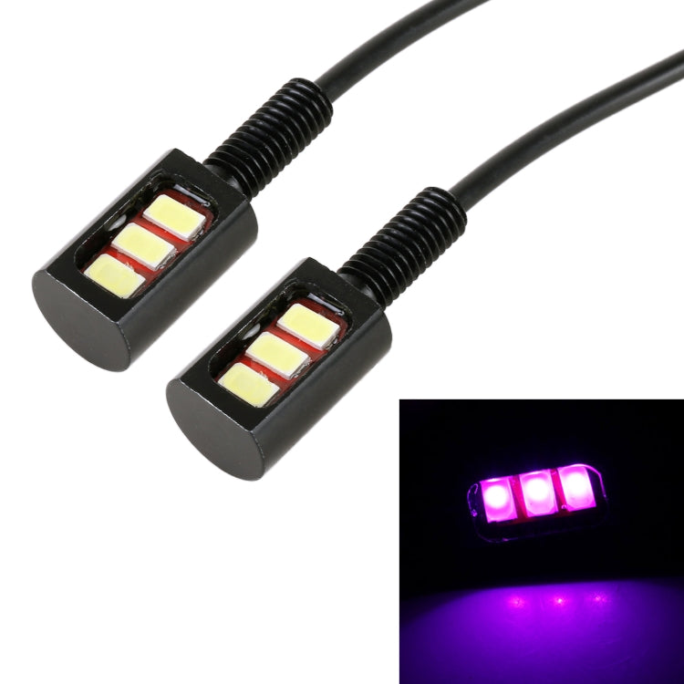 1 Pair DC12V 0.4W 3LEDs SMD-5630 Car / Motorcycle License Plate Light, Cable Length: 27cm (Purple Light) - In Car by buy2fix | Online Shopping UK | buy2fix
