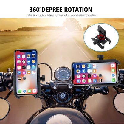 Motorcycle Aluminium Alloy Mobile Phone Holder Bracket, Handlebar Version(Black) -  by buy2fix | Online Shopping UK | buy2fix