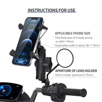 ZH-1558B1 Motorcycle Rear Mirror X-shape Aluminum Alloy Phone Holder - In Car by buy2fix | Online Shopping UK | buy2fix