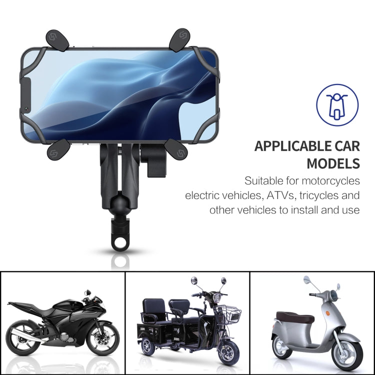 ZH-1558B1 Motorcycle Rear Mirror X-shape Aluminum Alloy Phone Holder - In Car by buy2fix | Online Shopping UK | buy2fix