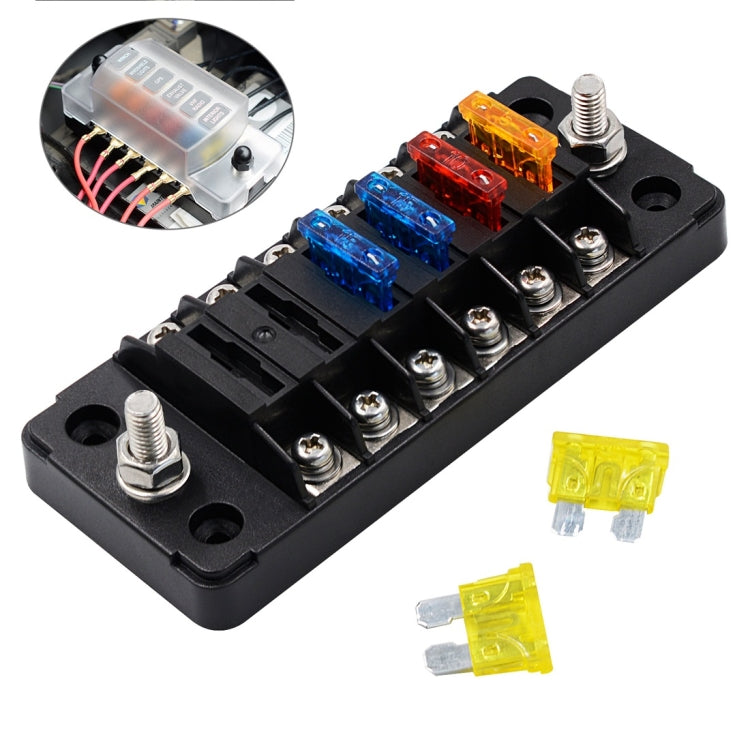 ZH-979A1 FB1903 1 In 1 Out 6 Ways No Distinction Positive Negative Fuse Box with 12 Fuses for Auto Car Truck Boat - In Car by buy2fix | Online Shopping UK | buy2fix