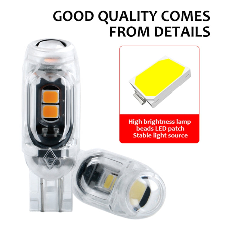 4pcs T10 DC12V /  0.84W / 0.07A / 150LM Car Clearance Light 5LEDs SMD-3030 Lamp Beads with lens (Yellow Light) - In Car by buy2fix | Online Shopping UK | buy2fix