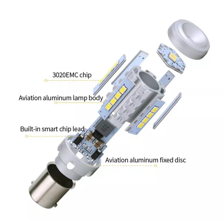 2pcs 1156 IC12-28V / 16.68W / 1.39A Car 3020EMC-26 Constant Current Wide Voltage Turn Signal Light (White Light) - In Car by buy2fix | Online Shopping UK | buy2fix