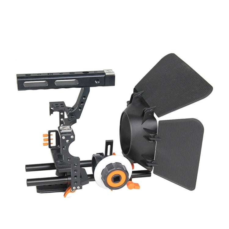 YELANGU YLG1105A A7 Cage Set Include Video Camera Cage Stabilizer / Follow Focus / Matte Box for Sony GH4 / A7S / A7 / A7R / A72 / A7RII / A7SII / A6000 / A6500 / A6300 / A7R3 / A7S3 / A7R4  (Orange) - Camera Accessories by YELANGU | Online Shopping UK | buy2fix