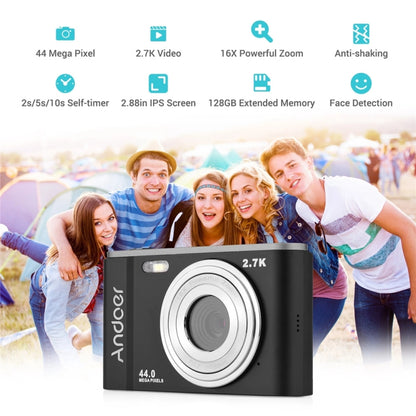 DC302 2.88 inch 44MP 16X Zoom 2.7K Full HD Digital Camera Children Card Camera, AU Plug (Black) - Consumer Electronics by buy2fix | Online Shopping UK | buy2fix