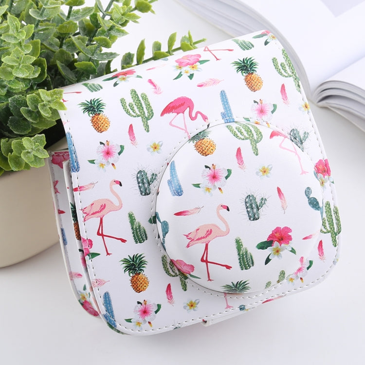 Cactus Flamingo Pattern Full Body Camera PU Leather Case Bag with Strap for FUJIFILM instax mini 9 / mini 8+ / mini 8 - Camera Accessories by buy2fix | Online Shopping UK | buy2fix