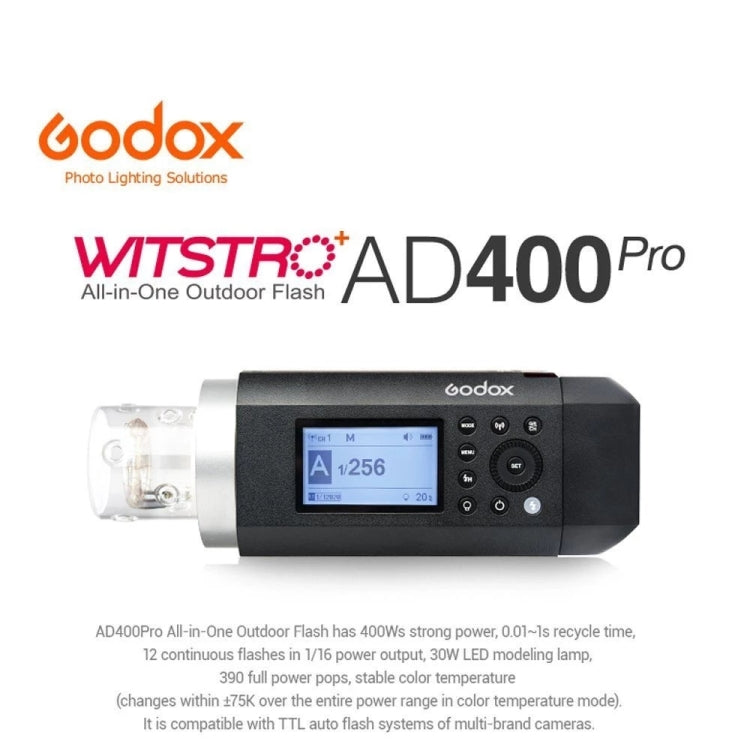 Godox  AD400 Pro WITSTRO 400Ws All-in-One Outdoor Flash 2.4GHz Speedlite Light(UK Plug) - Camera Accessories by Godox | Online Shopping UK | buy2fix