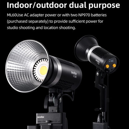 Godox ML60 60W LED Light 5600K Video Studio Flash Light(EU Plug) - Shoe Mount Flashes by Godox | Online Shopping UK | buy2fix