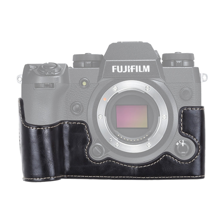1/4 inch Thread PU Leather Camera Half Case Base for FUJIFILM X-H1 (Black) - Camera Accessories by buy2fix | Online Shopping UK | buy2fix
