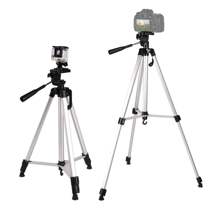 Live Broadcast Tripod 3-Section Folding Legs Aluminum Alloy Tripod Mount with U-Shape Three-Dimensional Tripod Head & Phone Clamp for DSLR & Digital Camera, Adjustable Height: 47.5-133cm - Camera Accessories by buy2fix | Online Shopping UK | buy2fix