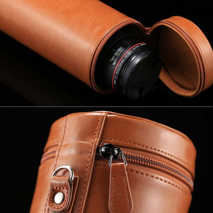 Extra Large Lens Case Zippered PU Leather Pouch Box for DSLR Camera Lens, Size: 24.5*10.5*10.5cm(Brown) - Camera Accessories by buy2fix | Online Shopping UK | buy2fix