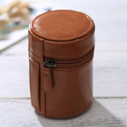 Small Lens Case Zippered PU Leather Pouch Box for DSLR Camera Lens, Size: 11x8x8cm(Brown) - Camera Accessories by buy2fix | Online Shopping UK | buy2fix