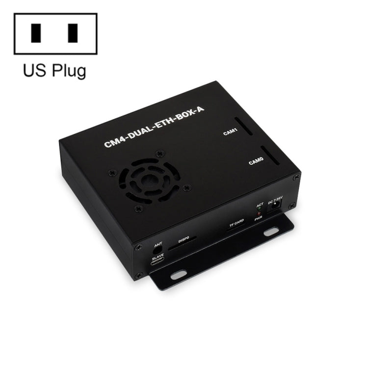 Waveshare Dual Gigabit Ethernet Mini-Computer with Metal Case & Cooling Fan for Raspberry Pi CM4(US Plug) - Mini PC Accessories by WAVESHARE | Online Shopping UK | buy2fix