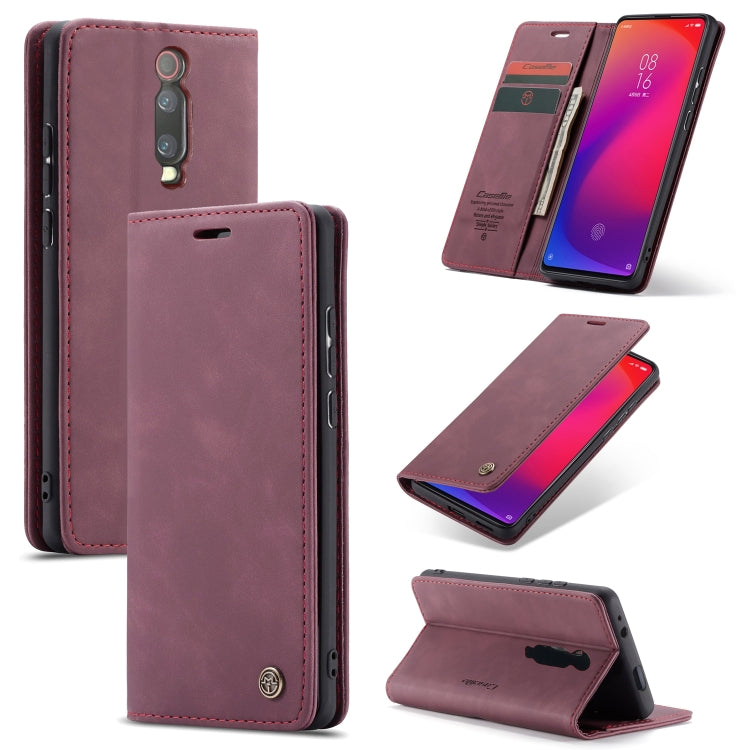 CaseMe-013 Multi-functional Retro Frosted Horizontal Flip Leather Case with Card Slot & Holder & Wallet For Xiaomi Mi 9T Pro / Redmi K20 Pro / Xiaomi Mi 9T / Redmi K20(Wine Red) - Xiaomi Accessories by CaseMe | Online Shopping UK | buy2fix