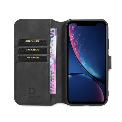 DG.MING Retro Oil Side Horizontal Flip Case with Holder & Card Slots & Wallet for iPhone 11(Black) - iPhone 11 Cases by DG.MING | Online Shopping UK | buy2fix