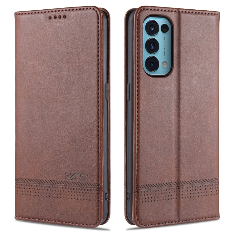 For Oppo Reno5 5G AZNS Magnetic Calf Texture Horizontal Flip Leather Case with Card Slots & Holder & Wallet(Dark Brown) - OPPO Cases by AZNS | Online Shopping UK | buy2fix