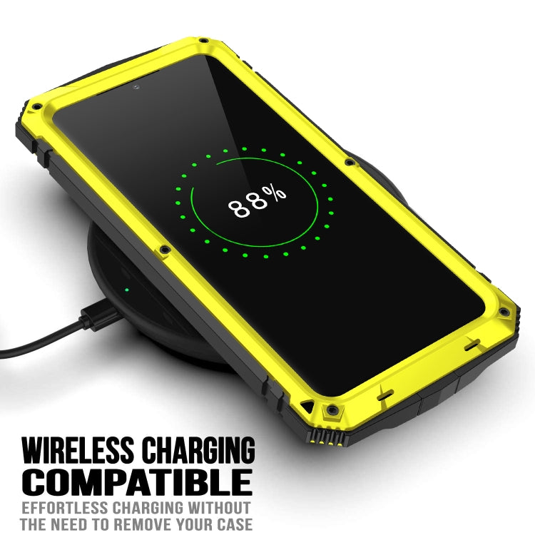 For Samsung Galaxy S21+ 5G R-JUST Shockproof Waterproof Dust-proof Metal + Silicone Protective Case with Holder(Yellow) - Galaxy S21+ 5G Cases by R-JUST | Online Shopping UK | buy2fix