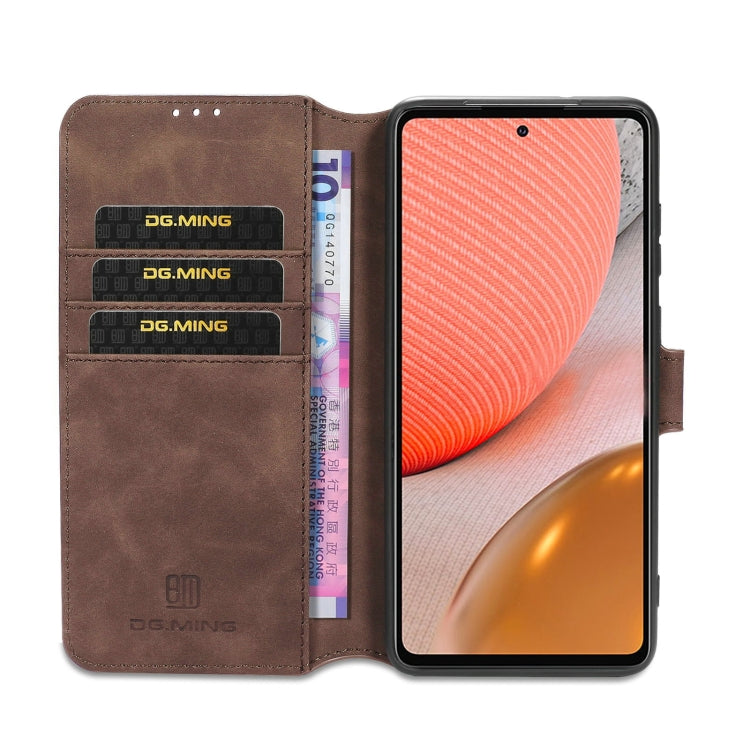 For samsung Galaxy A72 5G / 4G DG.MING Retro Oil Side Horizontal Flip Leather Case with Holder & Card Slots & Wallet(coffee) - Galaxy Phone Cases by DG.MING | Online Shopping UK | buy2fix