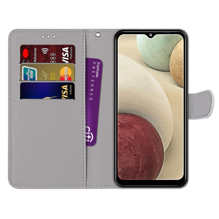 For Samsung Galaxy A12 / M12 Coloured Drawing Cross Texture Horizontal Flip PU Leather Case with Holder & Card Slots & Wallet & Lanyard(Purple Green Starry Sky) - Samsung Accessories by buy2fix | Online Shopping UK | buy2fix