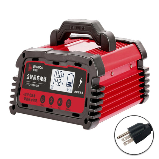 DEMUDA DC100 10A 12V / 24V Car Battery Charger Intelligent Pulse Repair Type Lead-acid Battery, Plug Type:JP Plug(Red) - In Car by buy2fix | Online Shopping UK | buy2fix