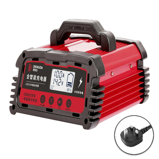 DEMUDA DC200 20A 12V / 24V Car Battery Charger Intelligent Pulse Repair Type Lead-acid Battery, Plug Type:UK Plug(Red) - In Car by buy2fix | Online Shopping UK | buy2fix