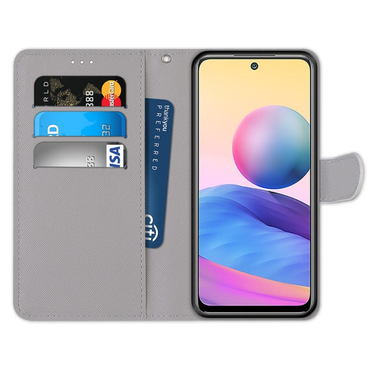 For Xiaomi Redmi Note 10 5G Coloured Drawing Cross Texture Horizontal Flip PU Leather Case with Holder & Card Slots & Wallet & Lanyard(Small Gray Cat) - Xiaomi Cases by buy2fix | Online Shopping UK | buy2fix