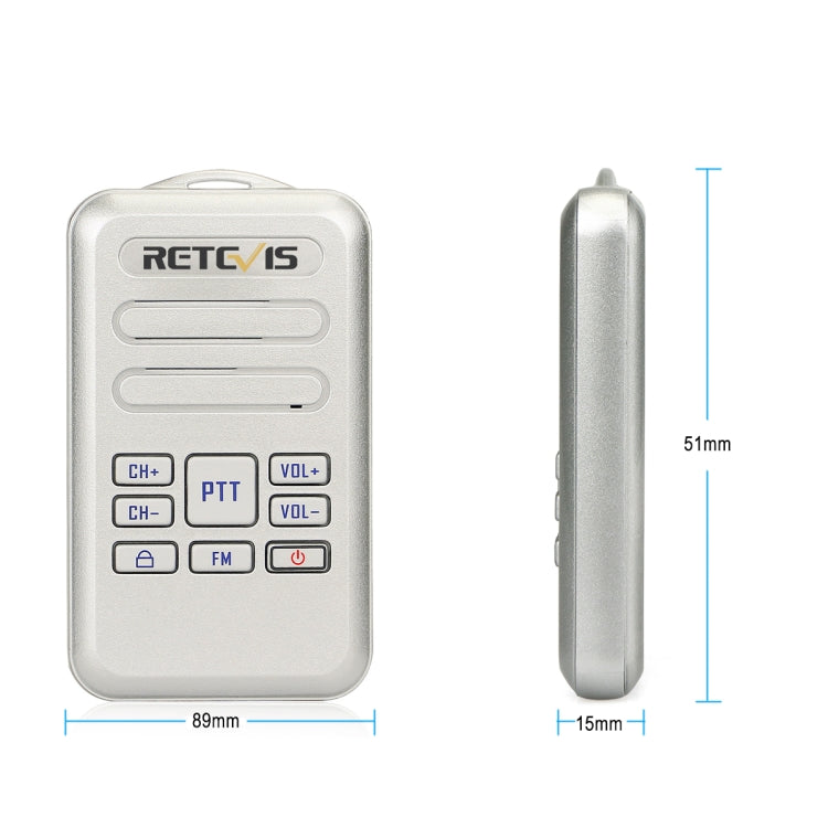 RETEVIS RT20 2W 400-470MHz 16CHS Mini FM Radio Two Way Radio Walkie Talkie, US Plug(Silver) - Handheld Walkie Talkie by RETEVIS | Online Shopping UK | buy2fix